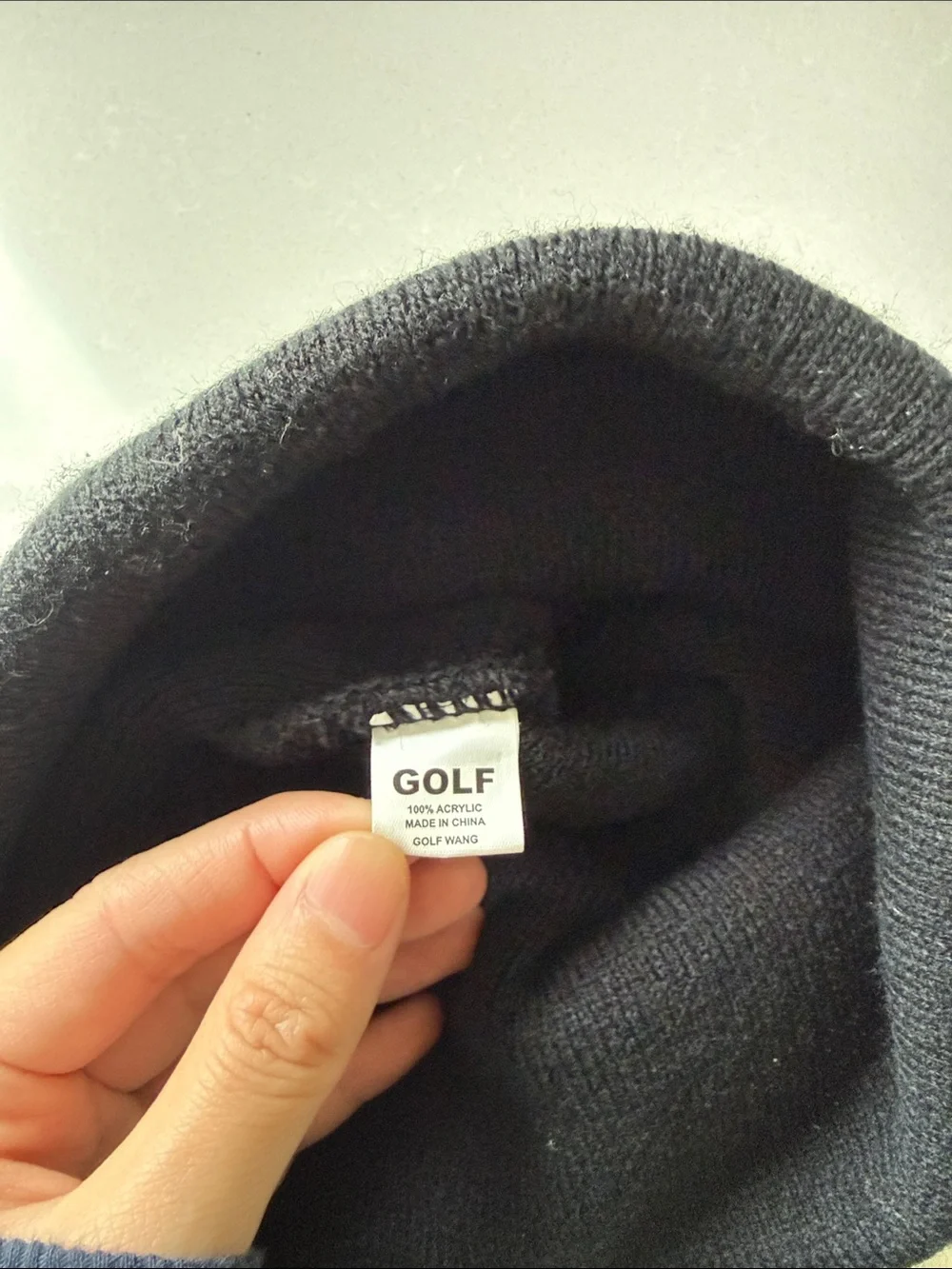 Golf Wang Black Beanie with Grey Stripe